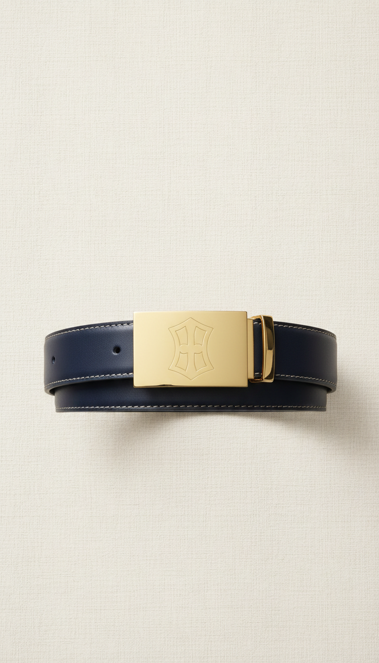 Gold Buckle Leather Belt