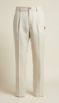 Ivory Linen Pleated Trousers