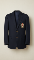 Navy Crest-Embroidered Blazer